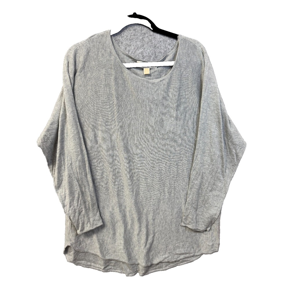 Michael Kors Basics Top Womens 3X Pearl Heather Grey‎ Long Sleeve LF86J8504A NEW
